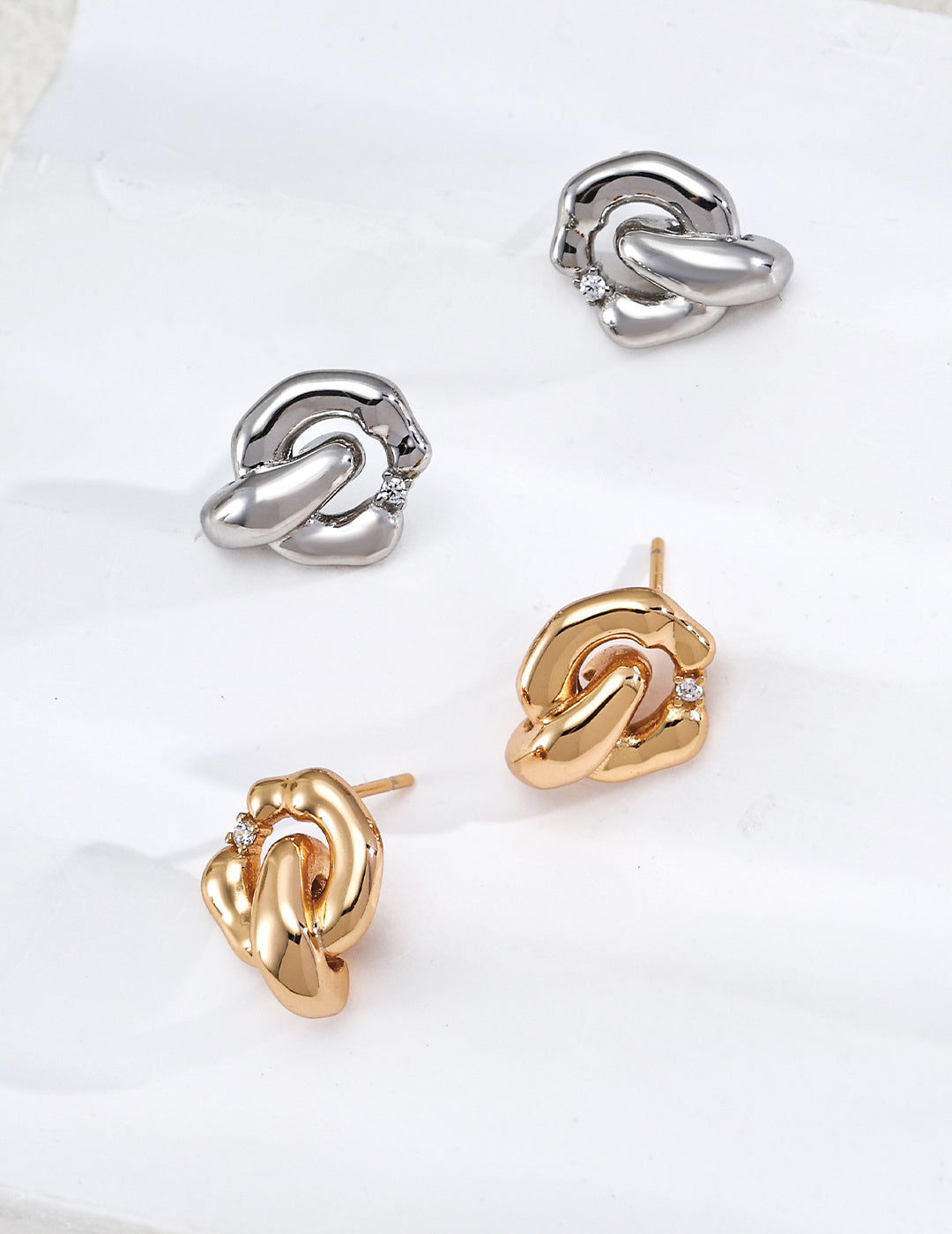 S925 Silver Interlocking Knot CZ Stud Earrings — Embrace LOJ31