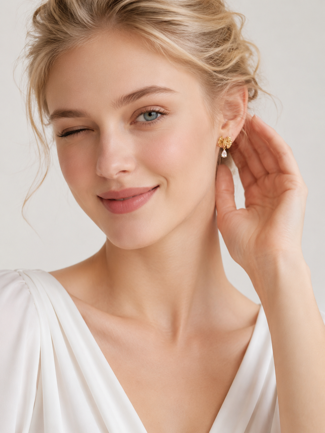 S925 Silver Vintage Bow & Teardrop CZ Drop Earrings LOJ37