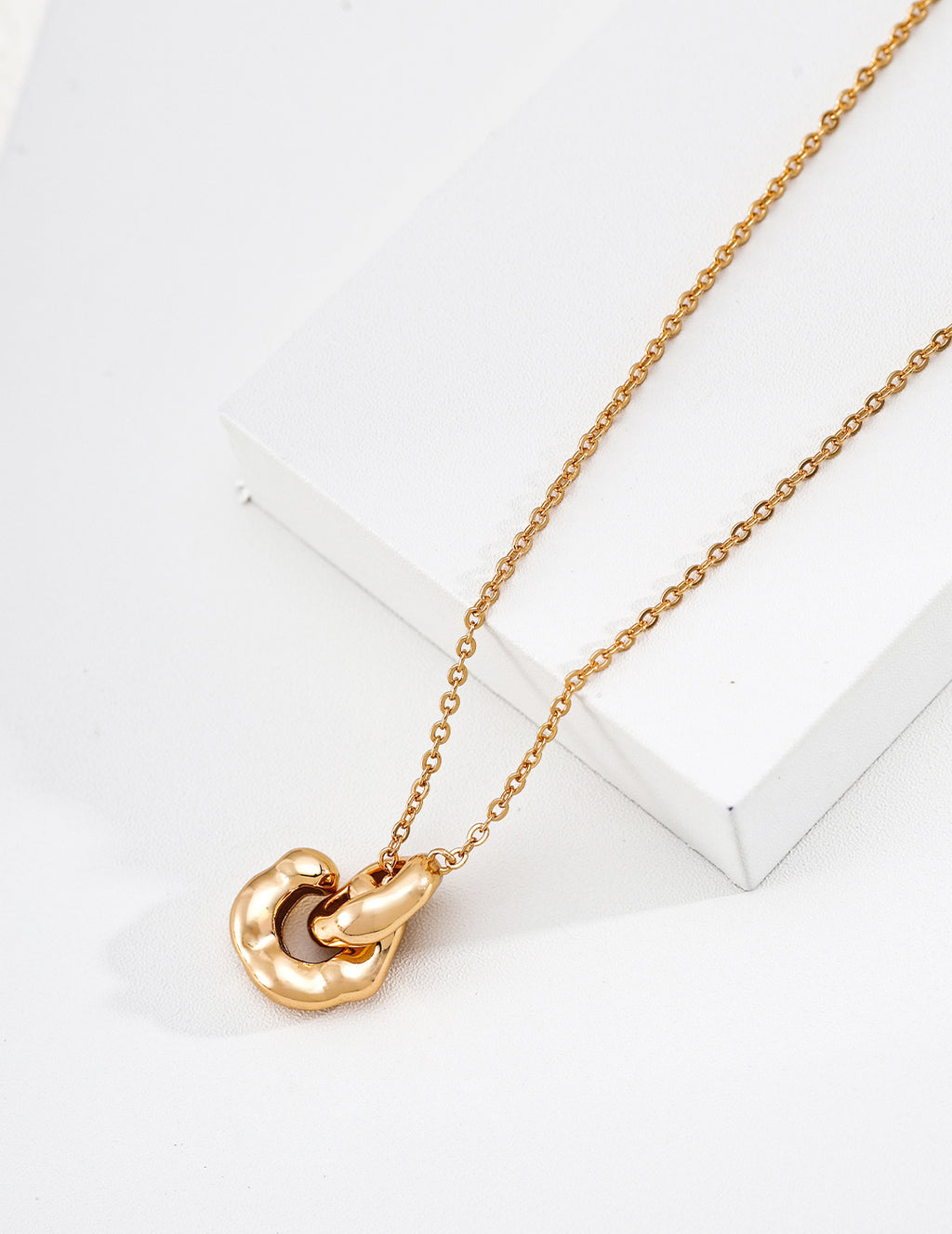 S925 Silver Puffy Knot Pendant Necklace LOJ39
