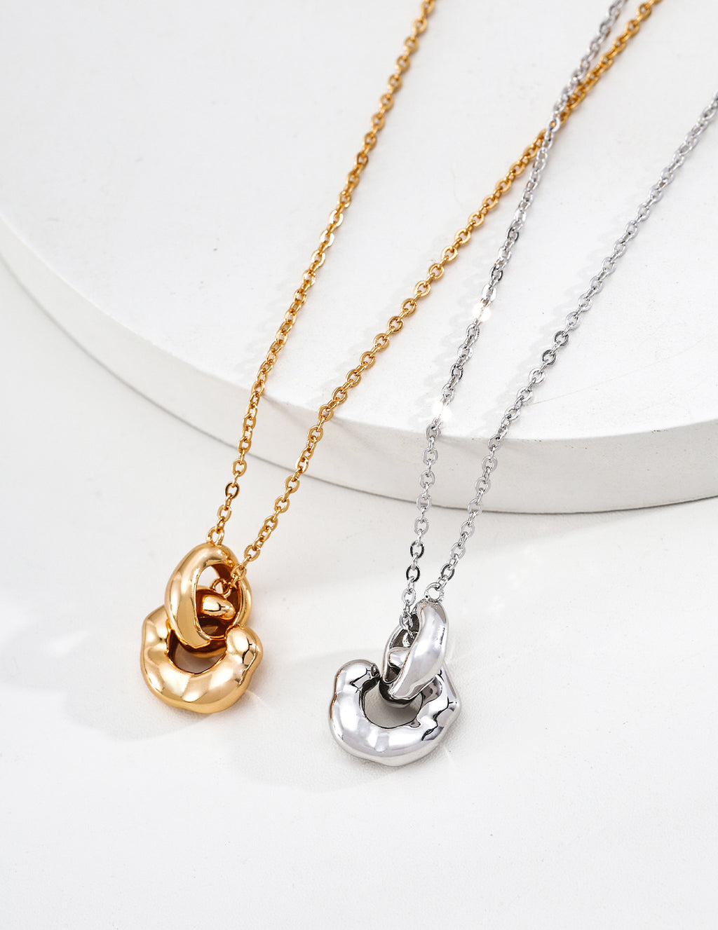 S925 Silver Puffy Knot Pendant Necklace LOJ39
