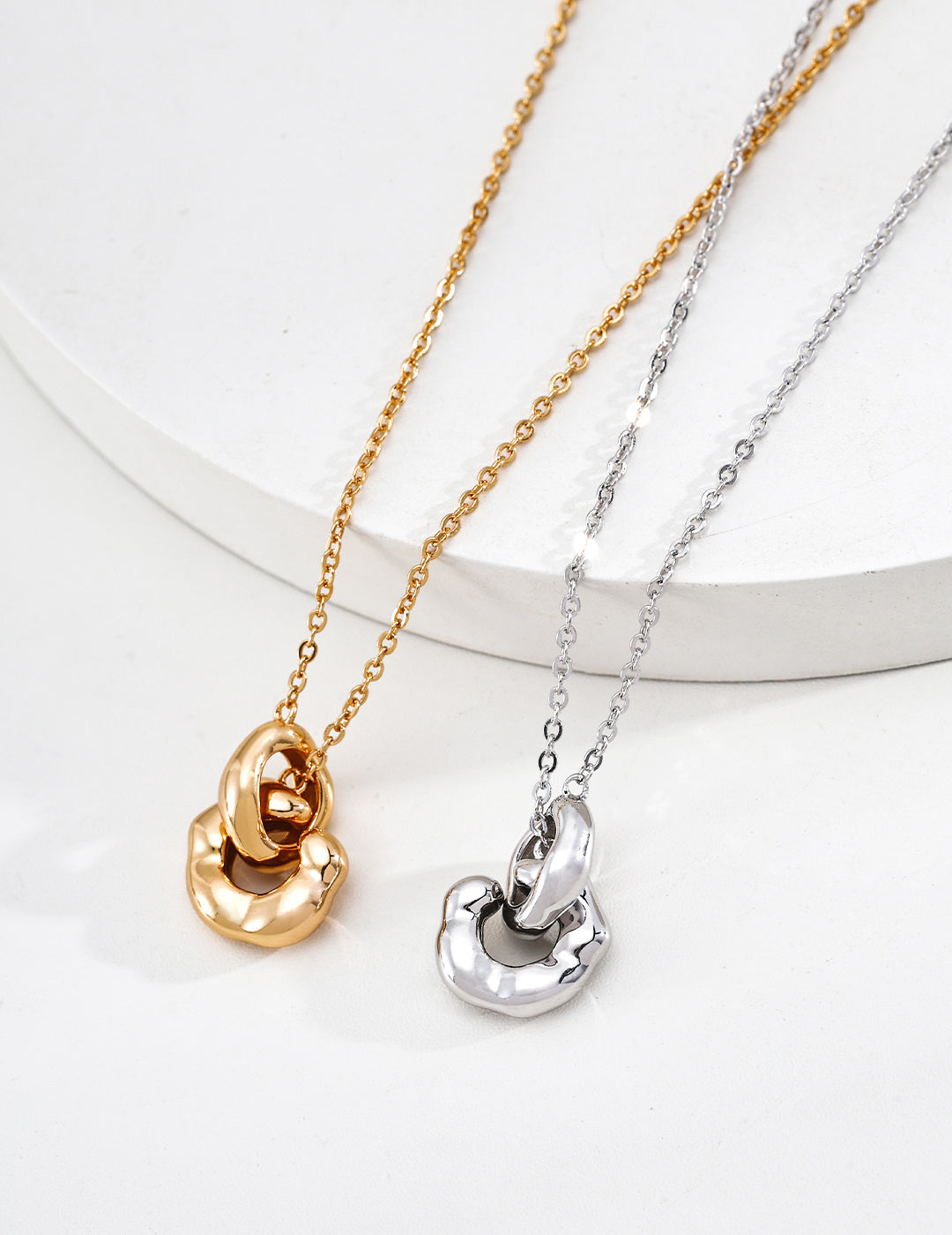 S925 Silver Puffy Knot Pendant Necklace LOJ39