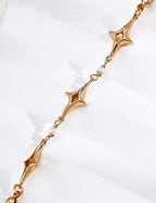 S925 Silver Mother-of-Pearl & Four-Point Star Charm Bracelet LOJ41