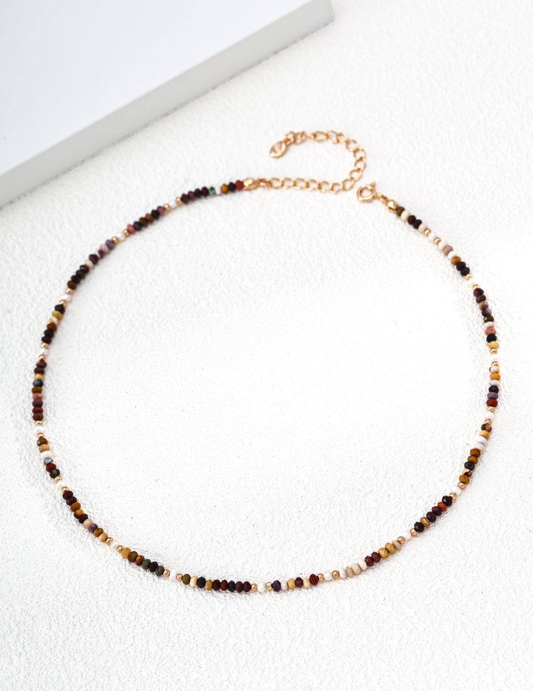 S925 Silver Vintage Mookaite & Pearl Beaded Necklace LOJ42
