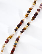 S925 Silver Vintage Mookaite & Pearl Beaded Necklace LOJ42