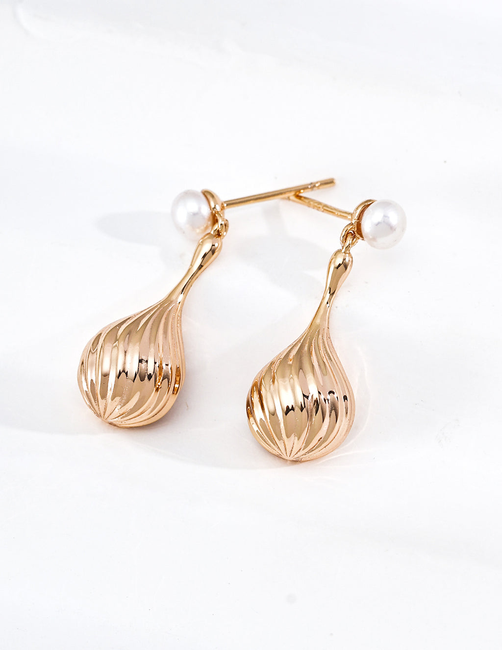 S925 Silver Pearl Stud & Twisted Teardrop Drop Earrings LOJ43