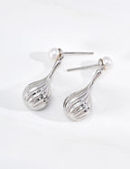 S925 Silver Pearl Stud & Twisted Teardrop Drop Earrings LOJ43