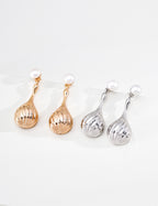 S925 Silver Pearl Stud & Twisted Teardrop Drop Earrings LOJ43