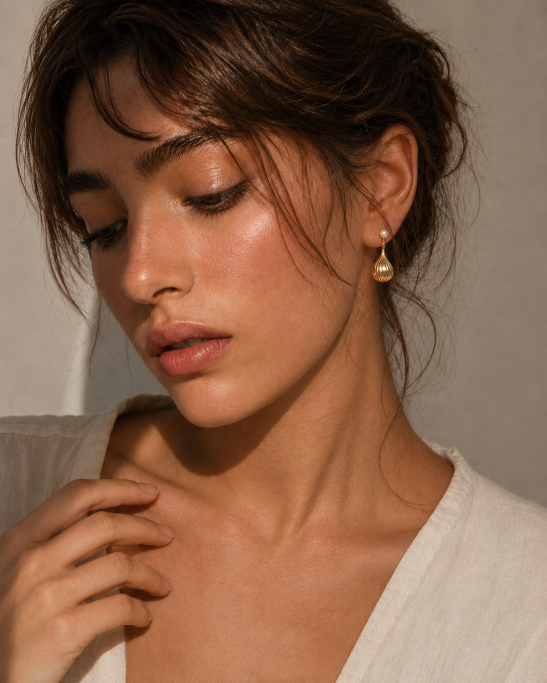 S925 Silver Pearl Stud & Twisted Teardrop Drop Earrings LOJ43