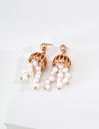 S925 Silver Wind Chime Pearl Tassel Drop Earrings LOJ45