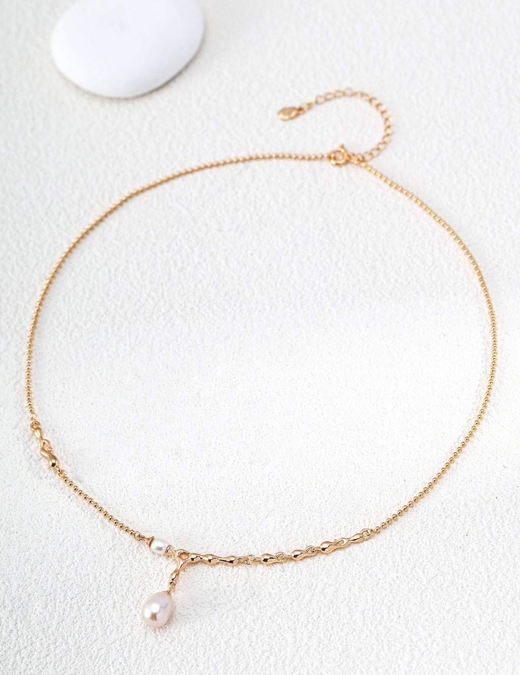 S925 Silver Molten Lava Pearl Drop Necklace LOJ47