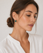 S925 Silver Malachite Square Hook Drop Earrings LOJ52