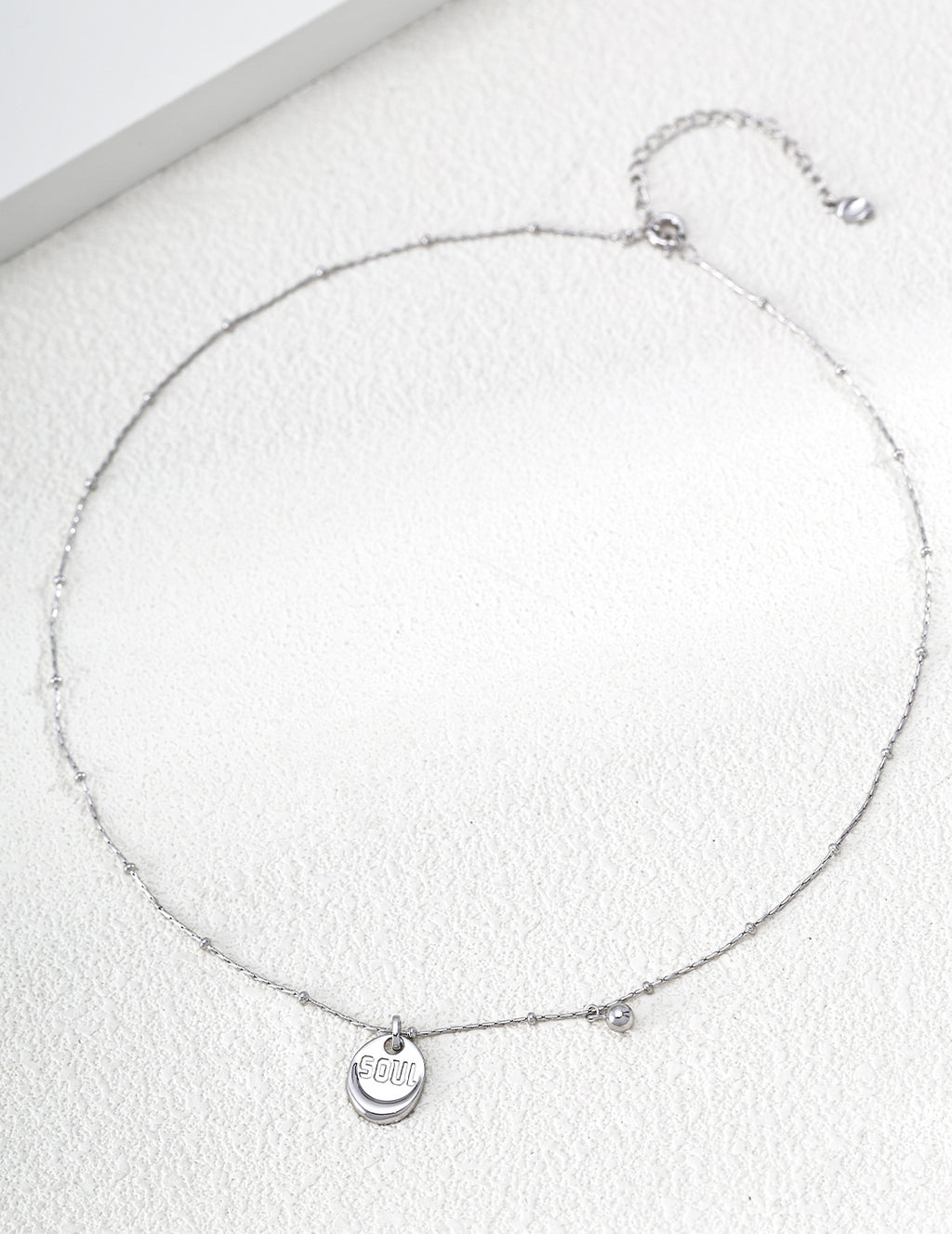 S925 Silver "SOUL" Stacked Disc Pendant Necklace LOJ59