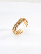 S925 Silver Vintage Art Deco CZ Open Cuff Ring LOJ65