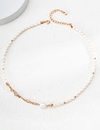 S925 Silver Natural Pearl & Opal Liquid Flow Necklace LOJ67
