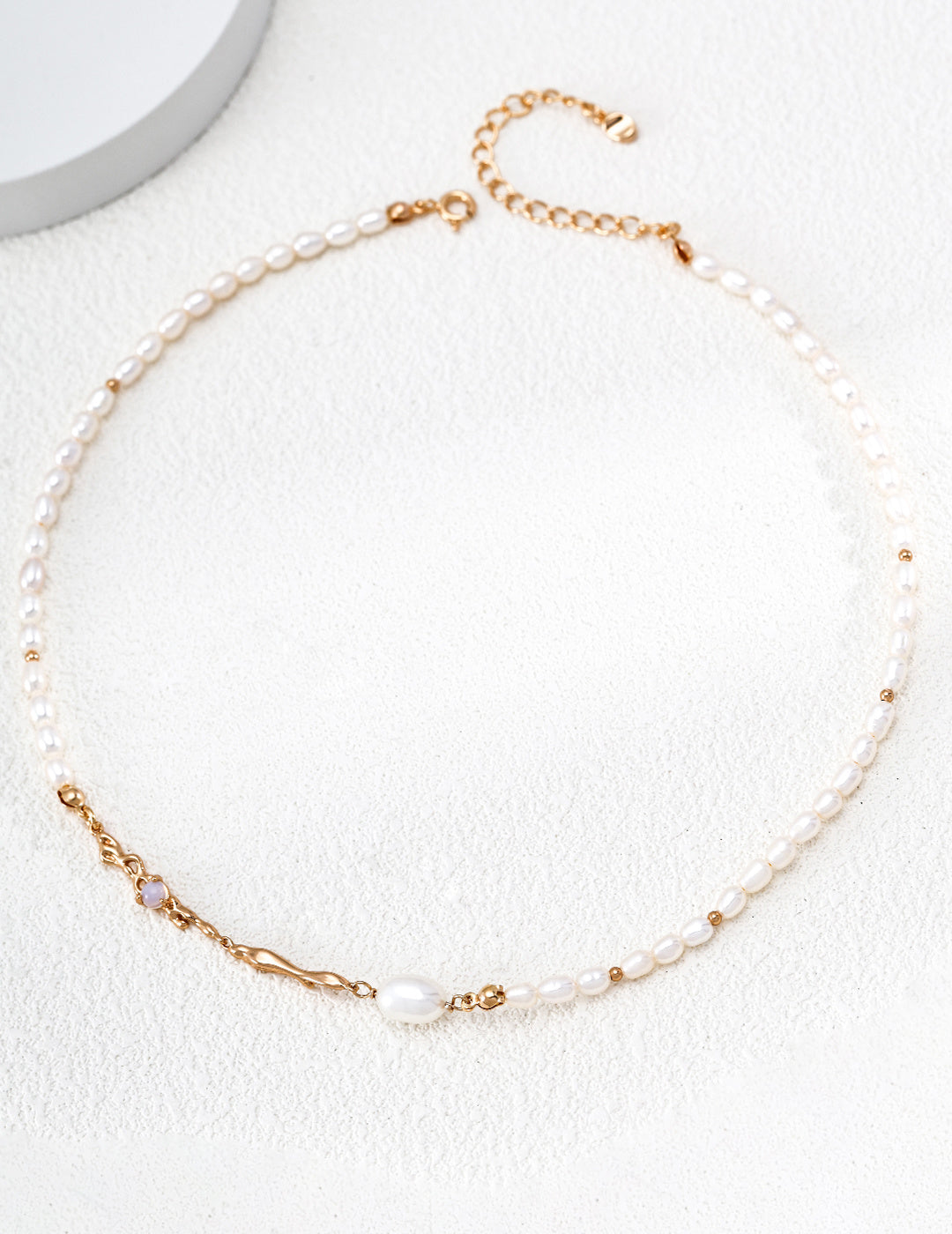 S925 Silver Natural Pearl & Opal Liquid Flow Necklace LOJ67