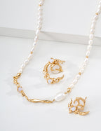 S925 Silver Natural Pearl & Opal Liquid Flow Necklace LOJ67