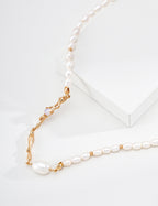 S925 Silver Natural Pearl & Opal Liquid Flow Necklace LOJ67