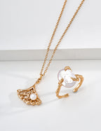 S925 Silver Vintage Ginkgo Leaf & Pearl Pendant Necklace LOJ68