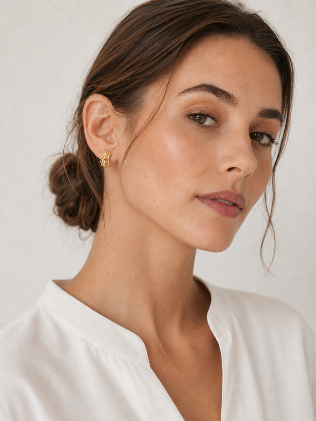 S925 Silver Vintage Ribbed Barrel CZ Stud Earrings LOJ72