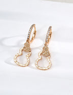 S925 Silver Vintage Cracked Ice Gourd Huggie Drop Earrings — Auspicious Vessel LOJ77