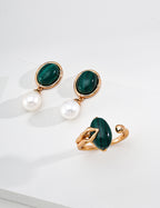 S925 Silver Natural Stone & Baroque Pearl Drop Earrings — Tiger's Eye | Malachite LOJ84