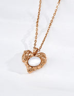 S925 Silver Molten Heart Mother-of-Pearl Pendant Necklace LOJ86
