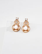 S925 Silver Fortune Gourd Mother of Pearl & CZ Stud Earrings LOJ107