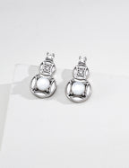 S925 Silver Fortune Gourd Mother of Pearl & CZ Stud Earrings LOJ107