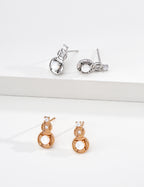S925 Silver Fortune Gourd Mother of Pearl & CZ Stud Earrings LOJ107