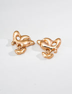 S925 Silver Fluid Lava Sculptural Organic Stud Earrings | Vintage Gold & Platinum White LOJ149