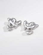 S925 Silver Fluid Lava Sculptural Organic Stud Earrings | Vintage Gold & Platinum White LOJ149