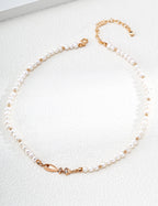 S925 Silver Natural Pearl & CZ Satellite Necklace with Marquise Center | Vintage Gold & Platinum LOJ159
