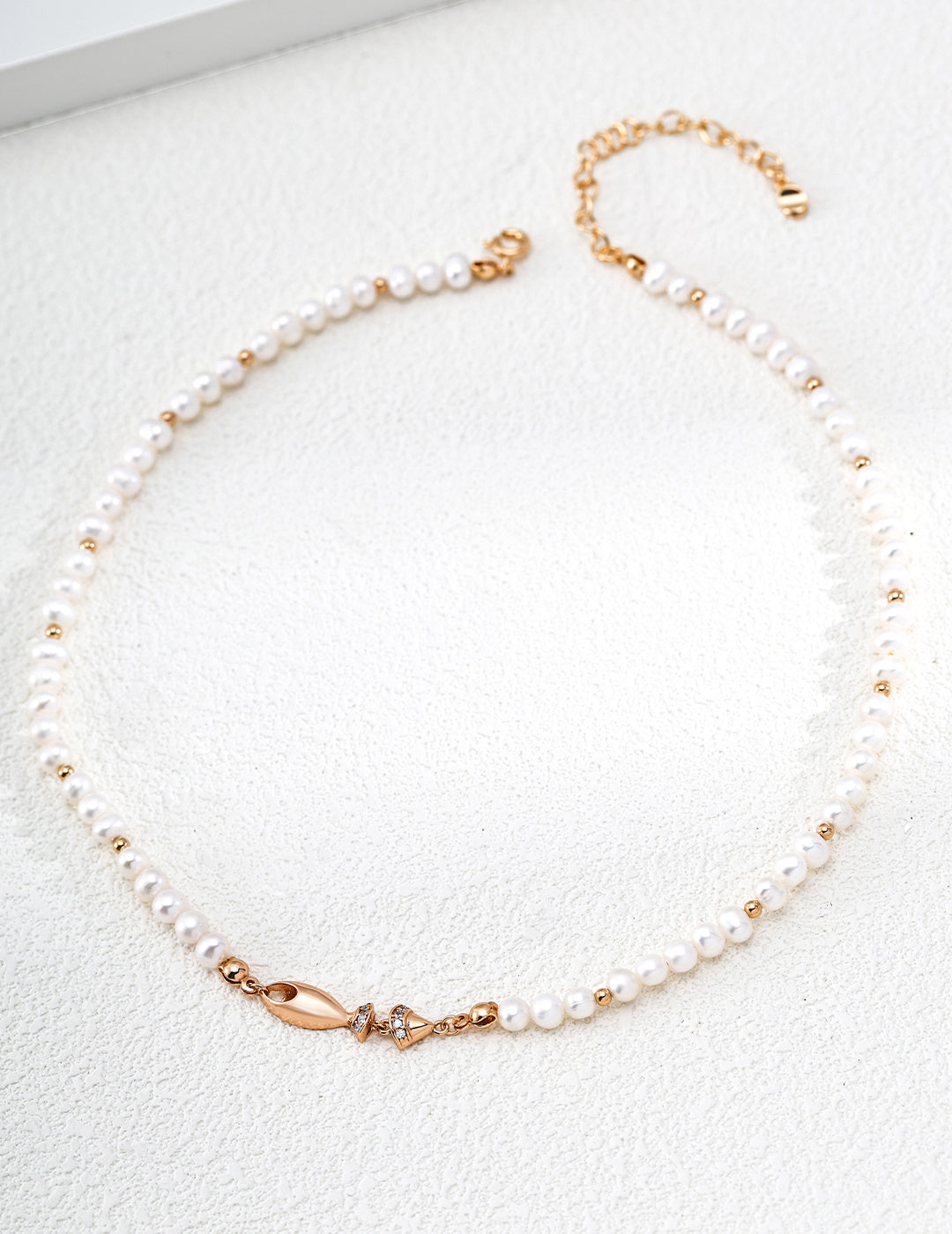 S925 Silver Natural Pearl & CZ Satellite Necklace with Marquise Center | Vintage Gold & Platinum LOJ159