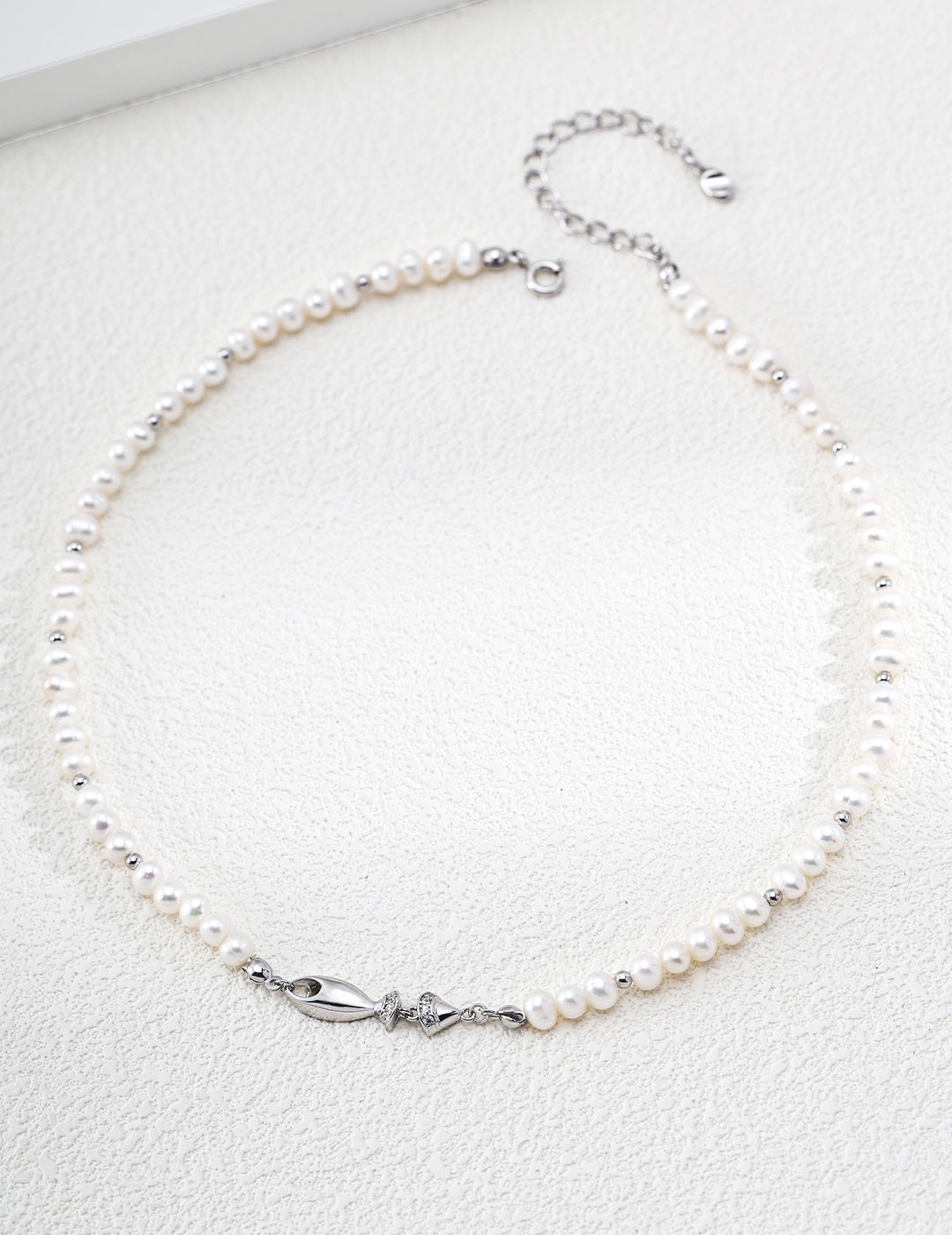 S925 Silver Natural Pearl & CZ Satellite Necklace with Marquise Center | Vintage Gold & Platinum LOJ159