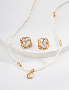 S925 Silver Natural Pearl Necklace with Oyster Pendant | Vintage Gold LOJ164