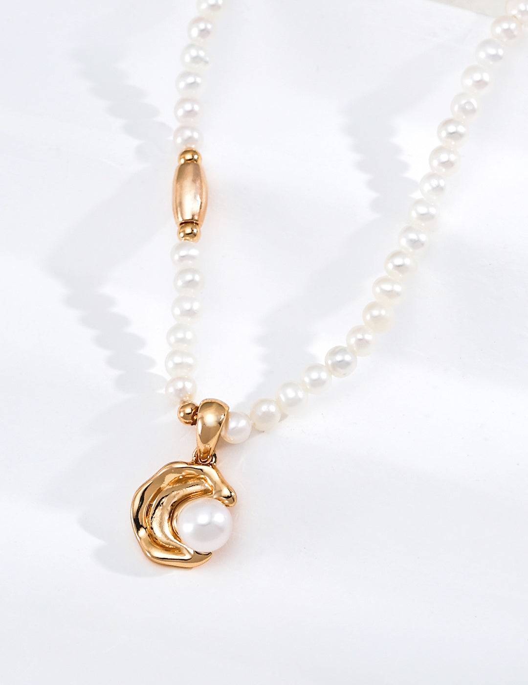 S925 Silver Natural Pearl Necklace with Oyster Pendant | Vintage Gold LOJ164