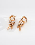 S925 Silver CZ Bow Knot Stud Earrings | Vintage Gold & Platinum LOJ99