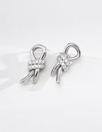 S925 Silver CZ Bow Knot Stud Earrings | Vintage Gold & Platinum LOJ99