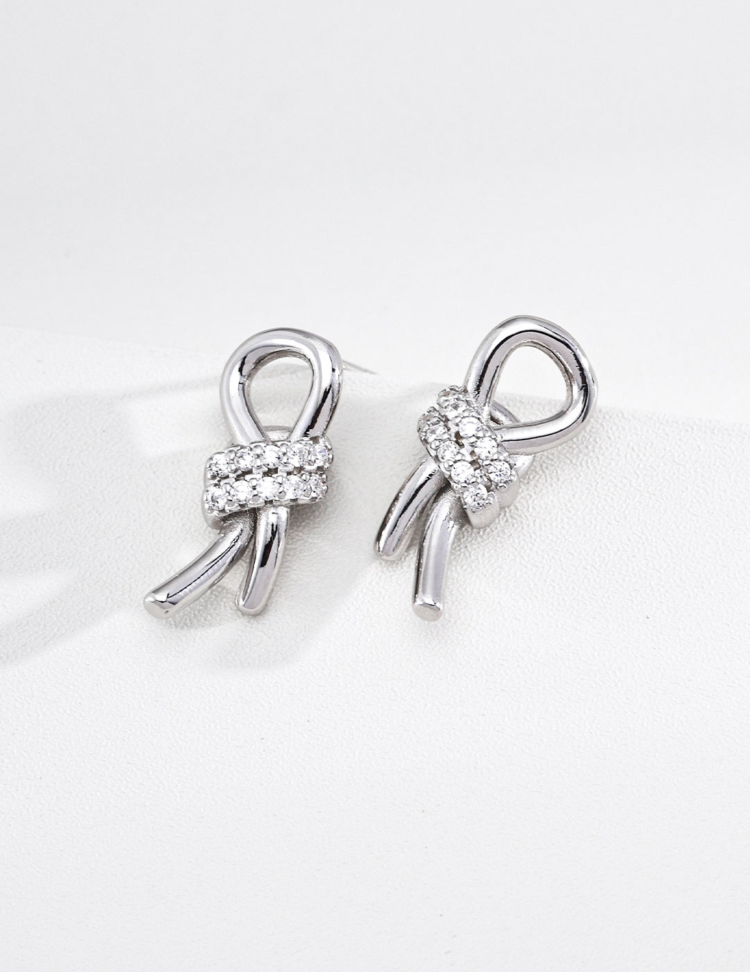 S925 Silver CZ Bow Knot Stud Earrings | Vintage Gold & Platinum LOJ99