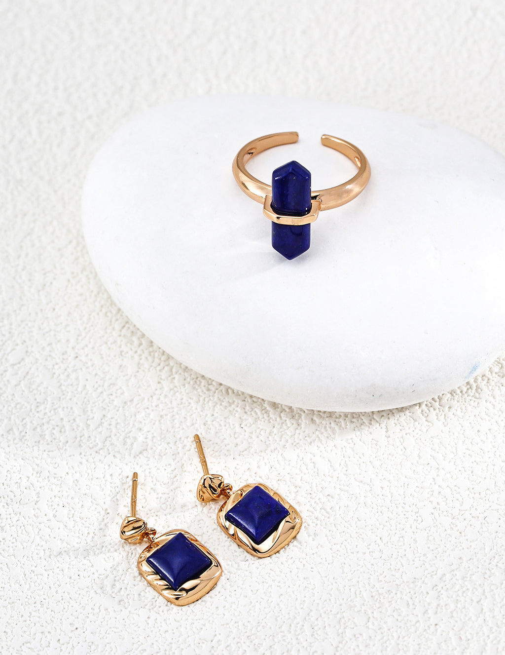 S925 Silver Gold Sugar Cube Lapis Lazuli Drop Earrings | Vintage Gold LOJ113