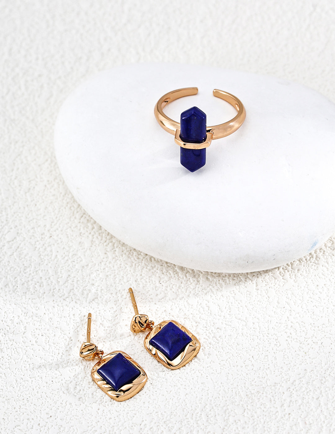 S925 Silver Gold Sugar Cube Lapis Lazuli Drop Earrings | Vintage Gold LOJ113