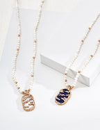 S925 Silver Fuyao Series Pearl Necklace | Lapis Lazuli & Mother of Pearl Cloud Pendant LOJ109
