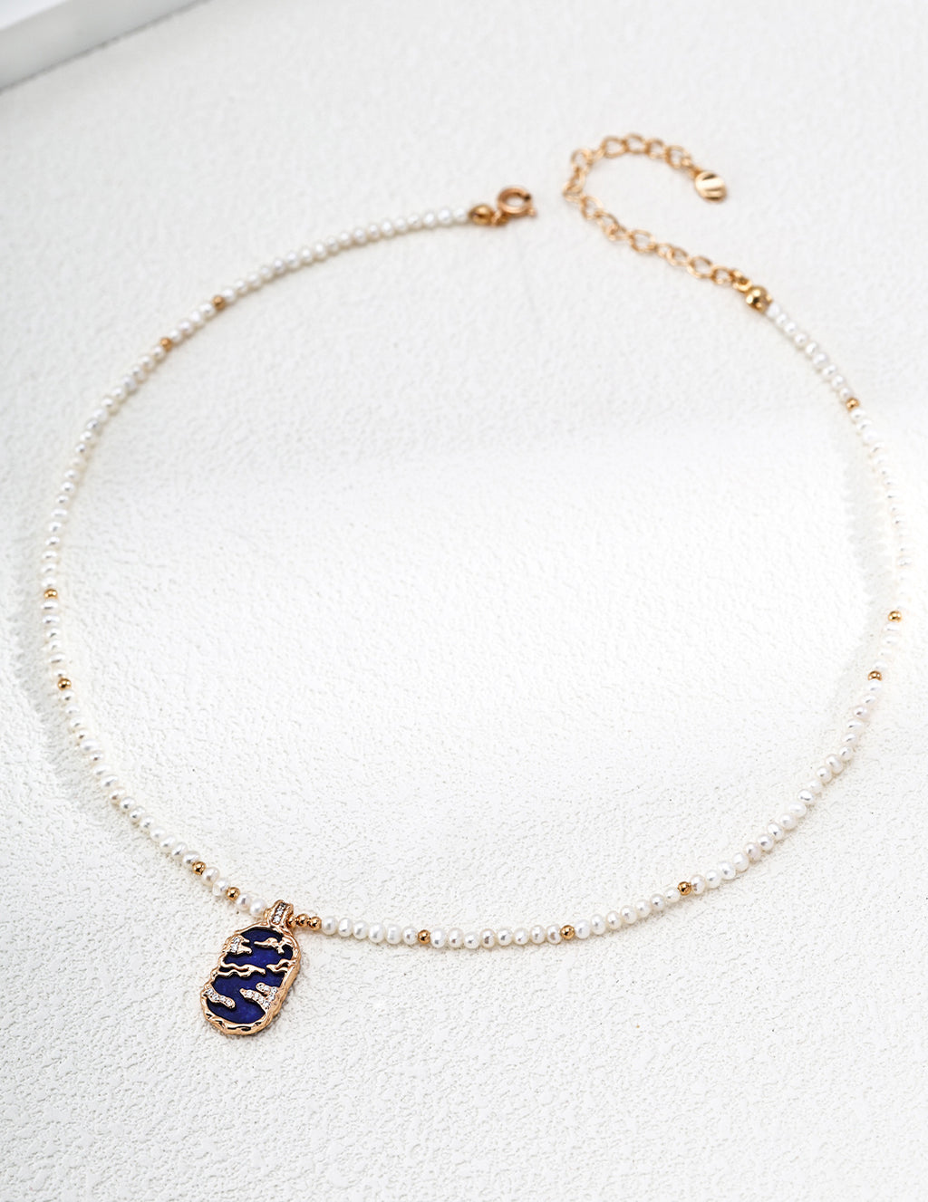 S925 Silver Fuyao Series Pearl Necklace | Lapis Lazuli & Mother of Pearl Cloud Pendant LOJ109