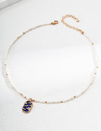 S925 Silver Fuyao Series Pearl Necklace | Lapis Lazuli & Mother of Pearl Cloud Pendant LOJ109