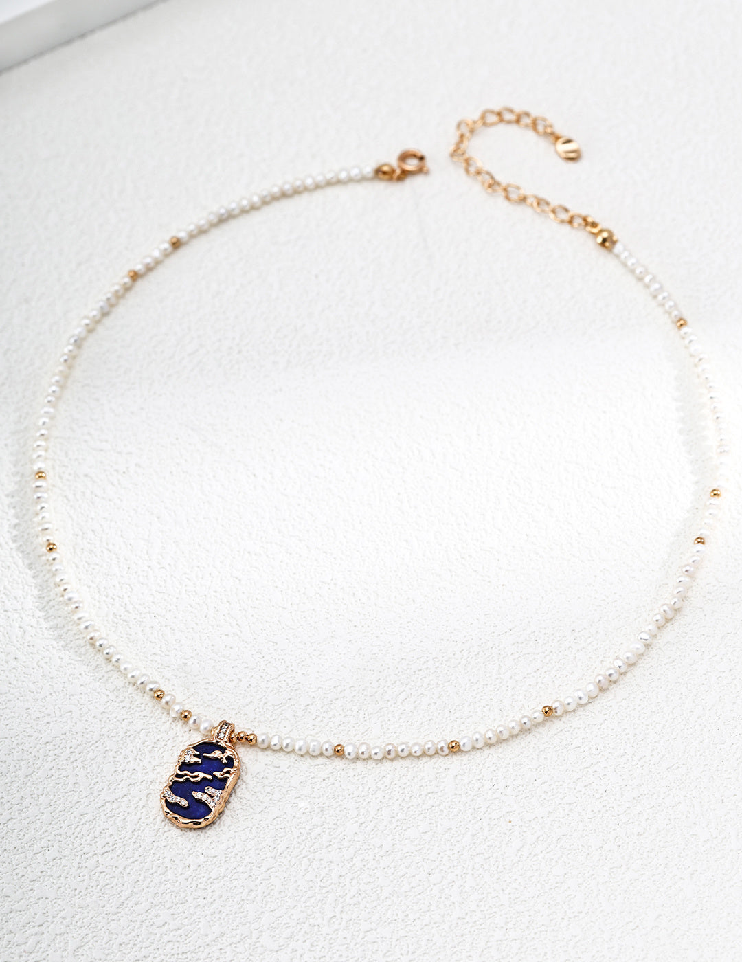 S925 Silver Fuyao Series Pearl Necklace | Lapis Lazuli & Mother of Pearl Cloud Pendant LOJ109