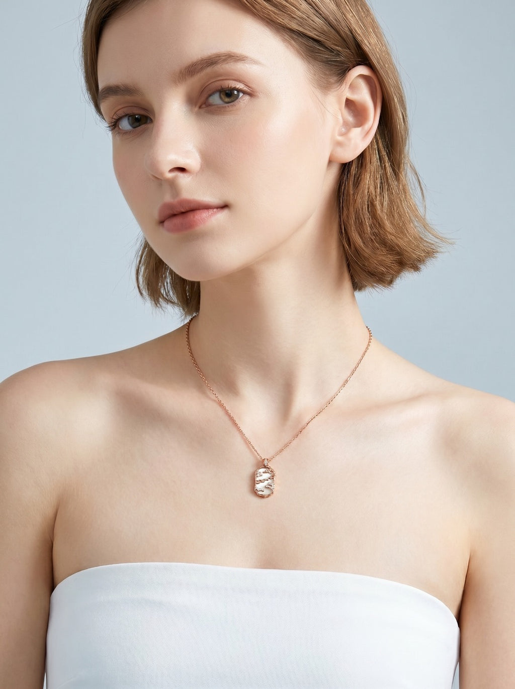 S925 Silver Fuyao Series Necklace | Lapis Lazuli & Mother of Pearl CZ Cloud Pendant LOJ111