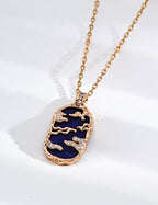 S925 Silver Fuyao Series Necklace | Lapis Lazuli & Mother of Pearl CZ Cloud Pendant LOJ111