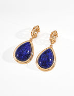 S925 Silver Moonfall Lapis Lazuli & Amazonite Teardrop Drop Earrings | Vintage Gold LOJ123