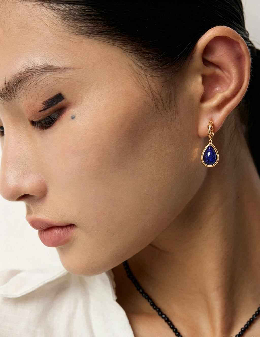 S925 Silver Moonfall Lapis Lazuli & Amazonite Teardrop Drop Earrings | Vintage Gold LOJ123