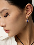 S925 Silver Moonfall Lapis Lazuli & Amazonite Teardrop Drop Earrings | Vintage Gold LOJ123